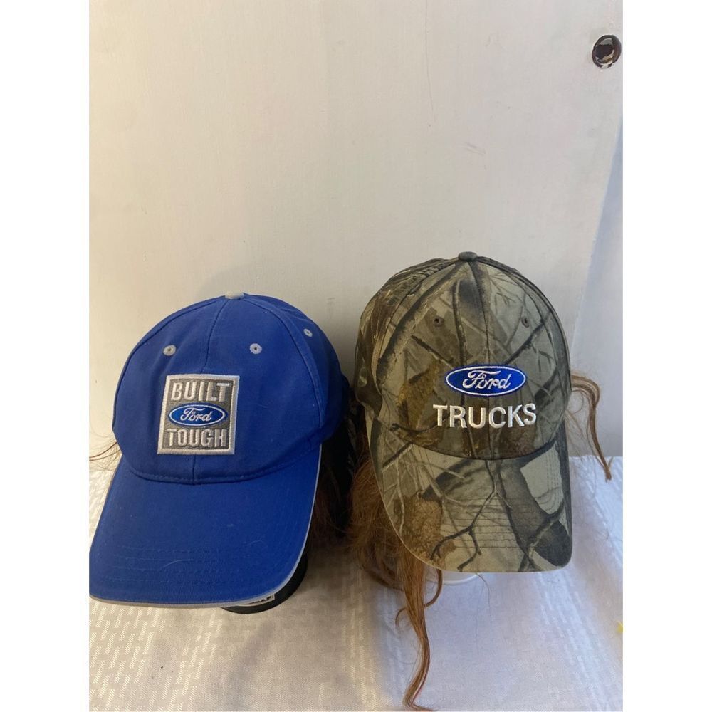 2 Ford truck hats camouflage and blue lot baseball caps‎